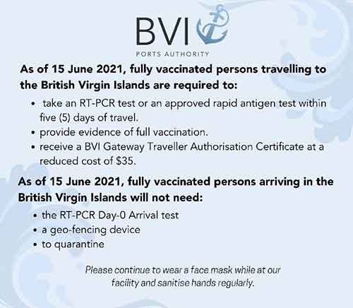 BVI approved mooring sites coronavirus restrictions BVI coronavirus entry requirements 2021